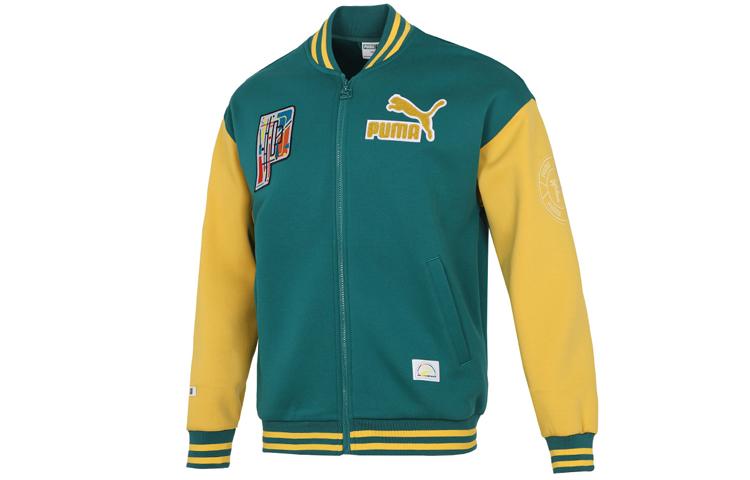 PUMA Baseball Jerseys Unisex Green Baseball Collar Moderate Straight Fit 537011-90 L