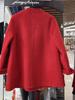 Women's Red Bow Ribbon Cashmere Coat - French Sweet Rich Girl Style, Double-Sided Woolen Petite Coat for New Year