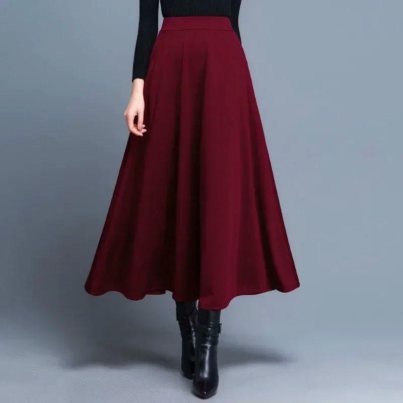 

A- Line High Waist Large Swing Half Skirt A- Line High Waist Large Swing Pure Color Skirt Wine red M