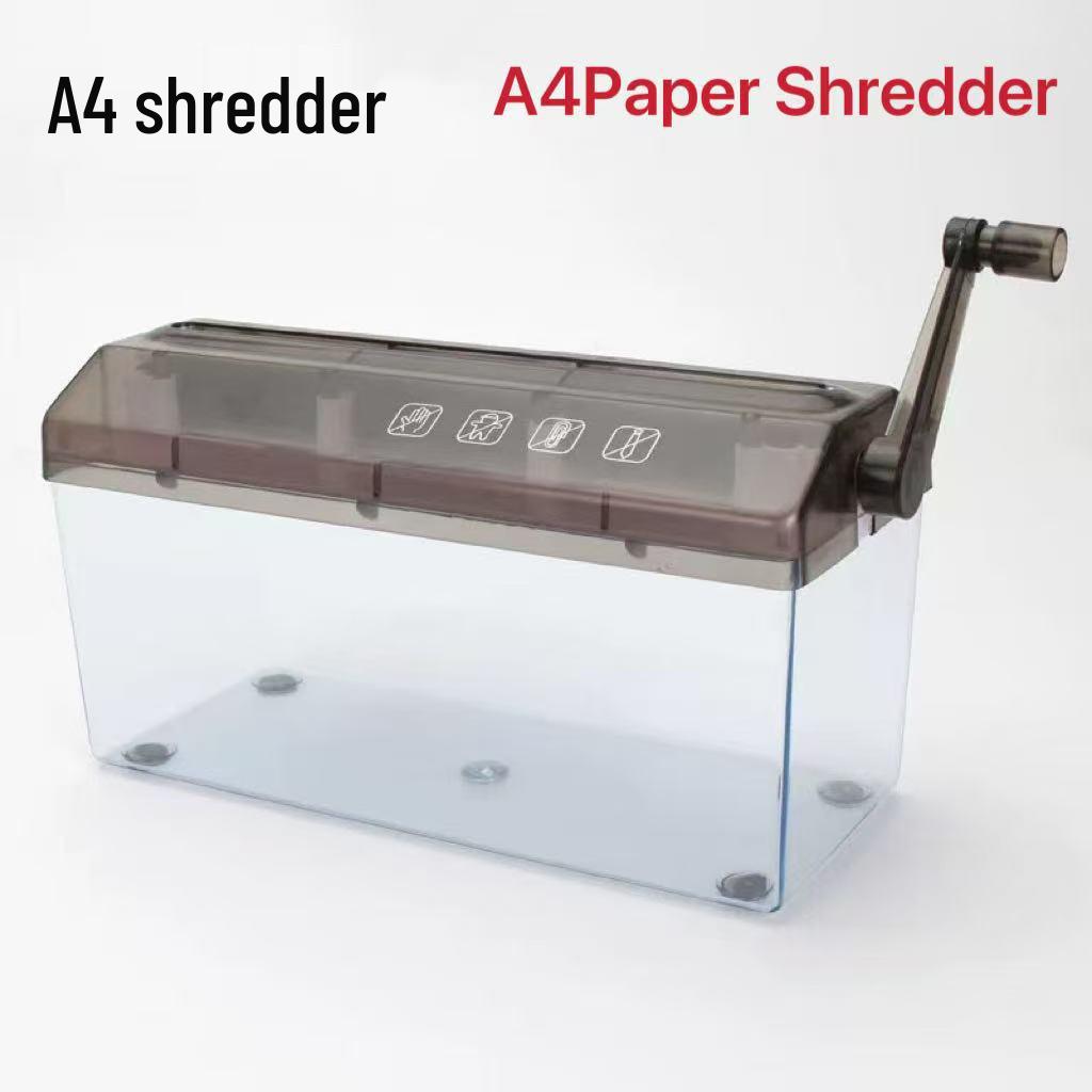 Hand-Cranked A4/A6 High-Security Strip-Cut Office Document Shredder