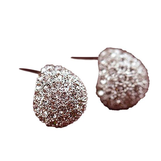 1 Pair Women Fashion Crescent Moon Shining Rhinestone Stud Earrings for Daily Life