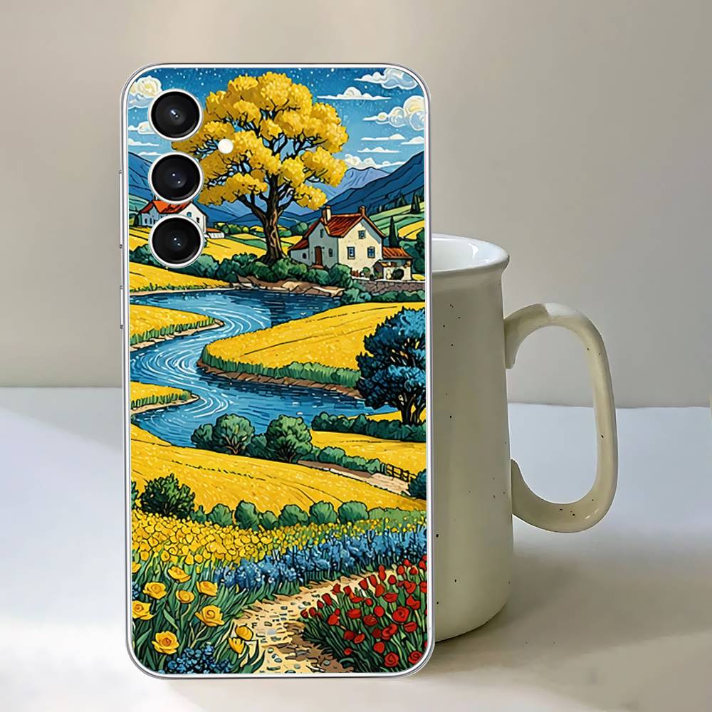 Rural Scenery Wheat Field Art Phone Case For Samsung Galaxy A52 A12 A51 S21 Edge S22ULTRA S23 S24 S20LITE Plus Ultra Transparent