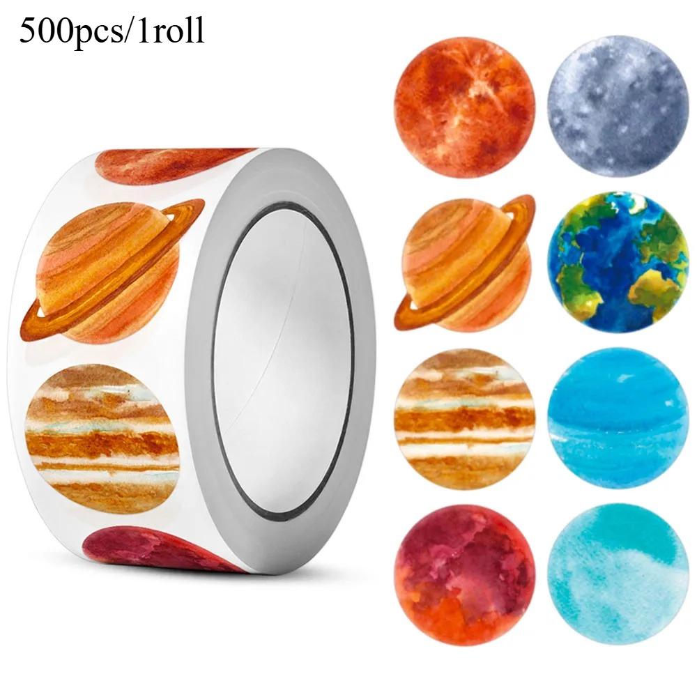 500pcs/roll Solar System Colored Planets Stickers 2.5cm/1.0'' Space Knowledge Learning Adorn Gifts Kettle Phone Stationery Label