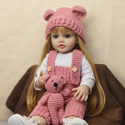 55cm Reborn Baby Toddler Princess Full Body Soft Silicone Dolls Flexible Soft Touch Curly Hair Fashion Girl Doll Gift Toy