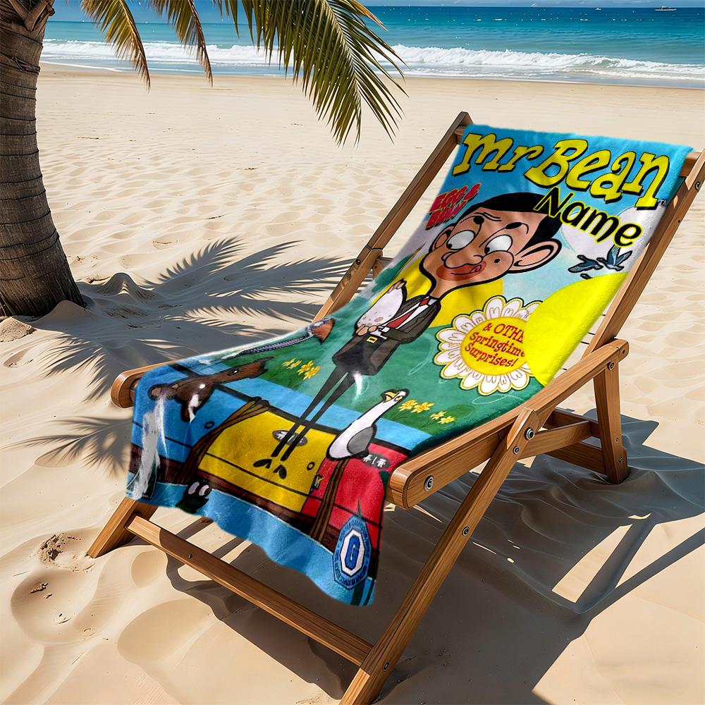 Mr Bean's Egg Adventure Personalized Name Beach Towel Super Soft Microfiber Quickdry Fabric Perfect for Traveling Yoga Camping and Swimming