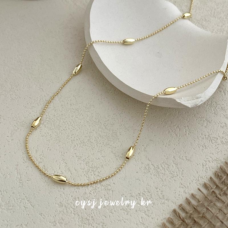 Серебряное минималистичное ожерелье с жемчугом-рисинками Cuiyan S925 - Женская модная цепочка на ключицу