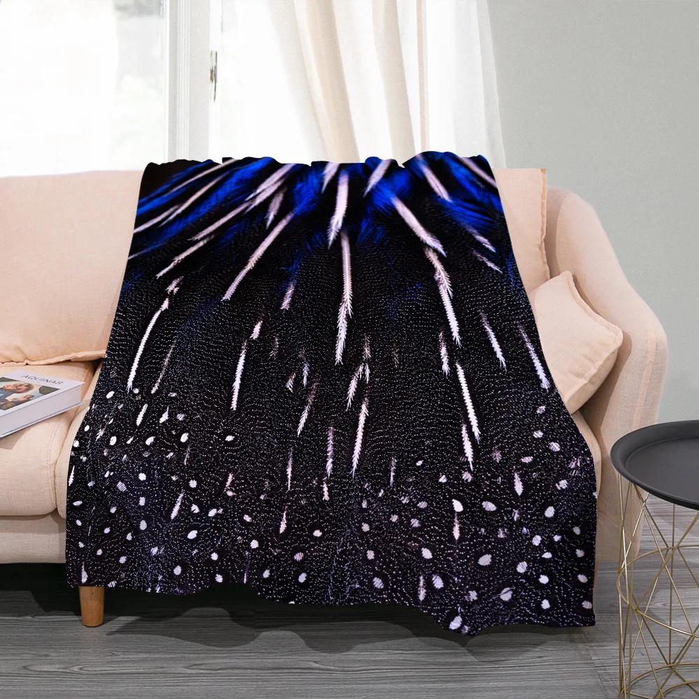 3D Colorful Bird Feather Throw Blanket Peacock Feathers Fashion Flannel Blanket Soft Warm Cozy Home Gifts for Bed Couch Sofa