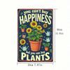 Vintage Metal Tin Sign - Can't Buy Happiness, But Can Buy Plants | Rustic Sunflower Watering Can Wall Art
