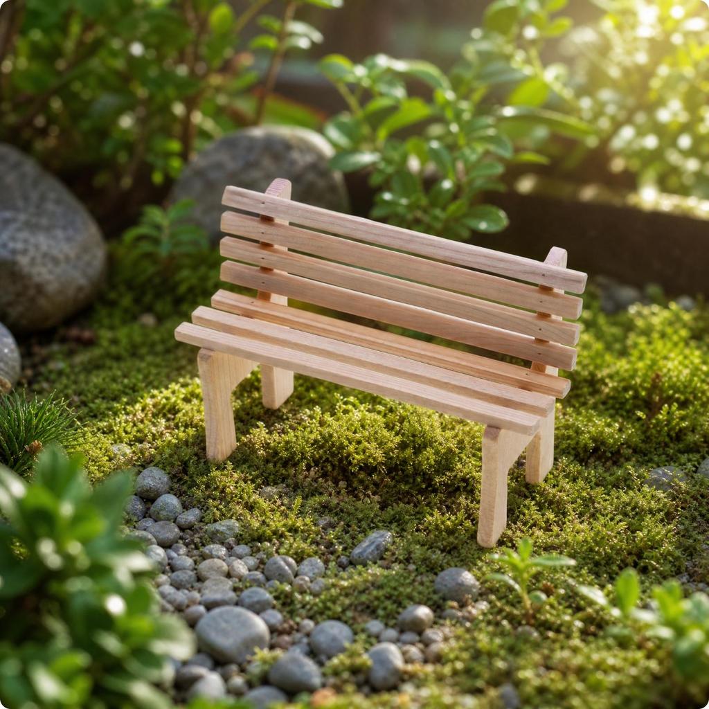 Miniature Fir Wood Bench Rustic for Shelf Decor, Craft Aficionados