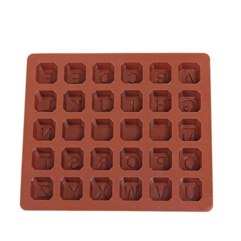 Neue Silikon 30 Gitter Buchstabenform Druck Eiswürfel Schokolade Seife Kuchenform Weihnachten Silikonform Fondantform