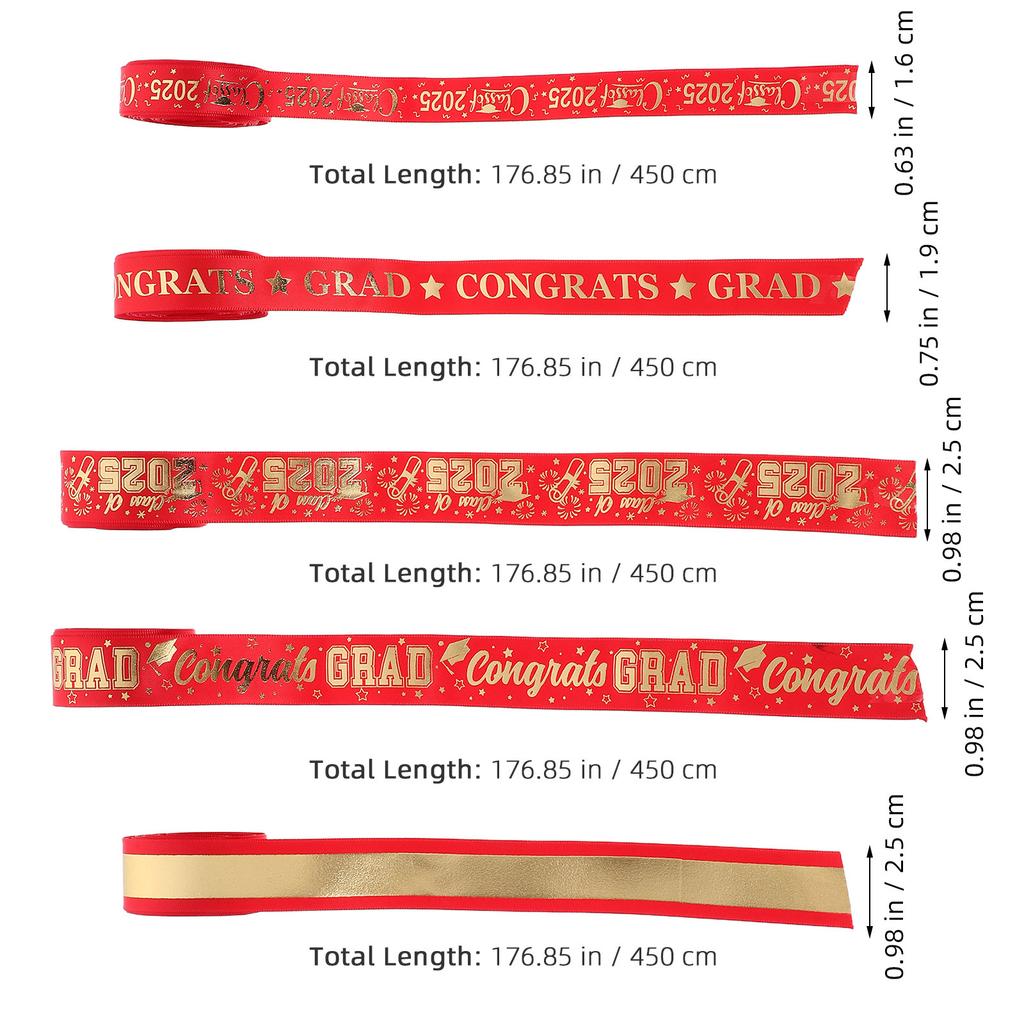 5 Rolls Graduation Decoration Ribbon 5 Yards Sturdy Washable Polyester Ribbon for School Parties Proms DIY Bows Wreaths