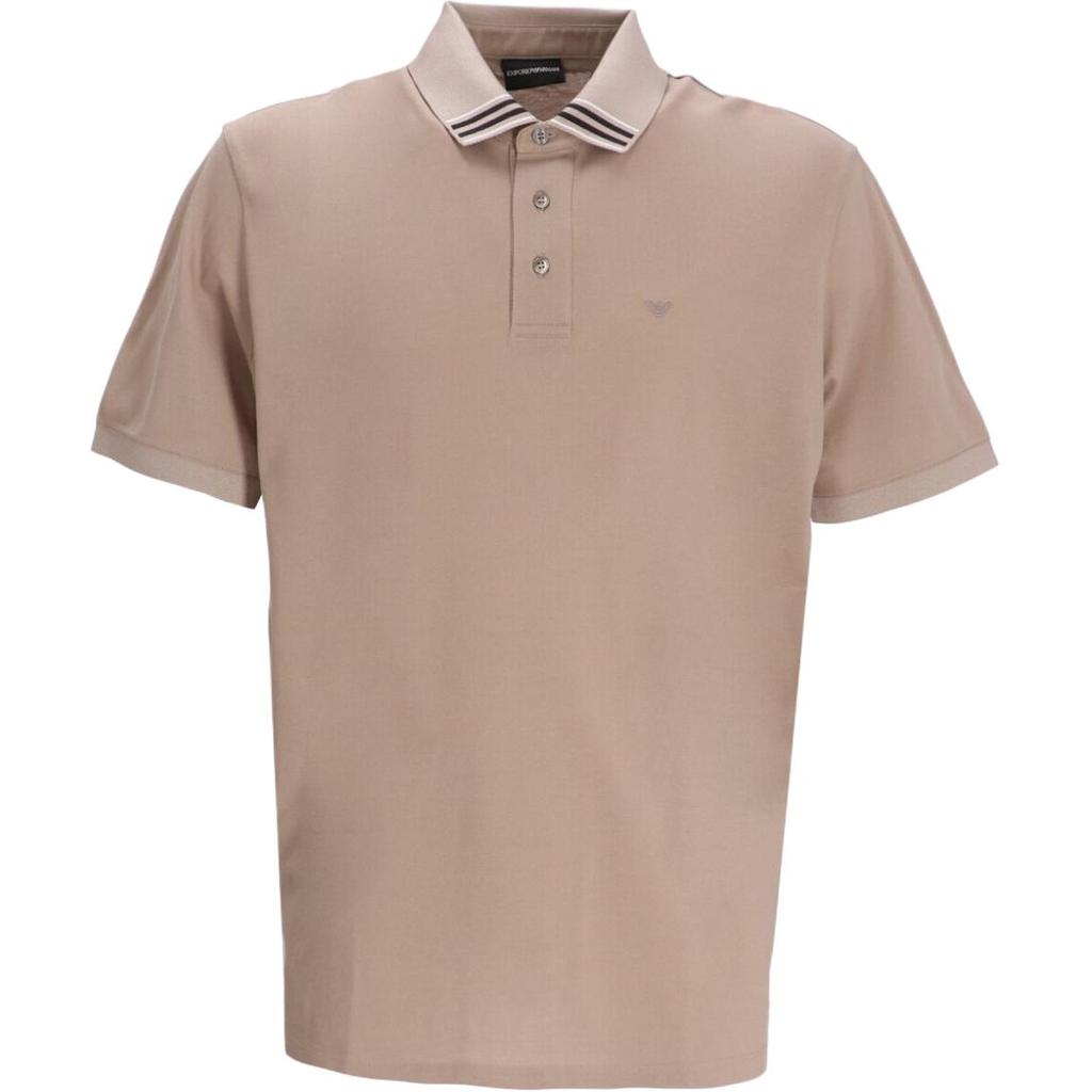 Emporio Armani Logo Pattern Short Sleeve Polo Shirt Men Tops Camel EM000854-AF12955-U6167