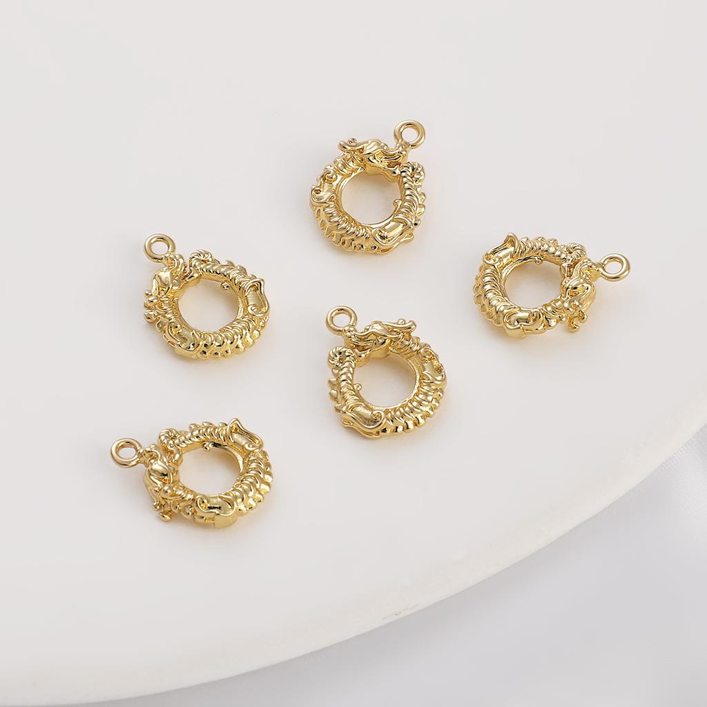 1pc 14K Gold Plated Brass Chinese Dragon Charm Pendant for Earring Bracelet Necklace DIY Jewelry Making Accessories