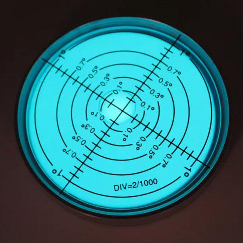 Nivel cu bulă rotund luminos pentru vedere nocturnă Nivel cu bulă metalic precizie 6'/2mm Dimensiune 60x10mm