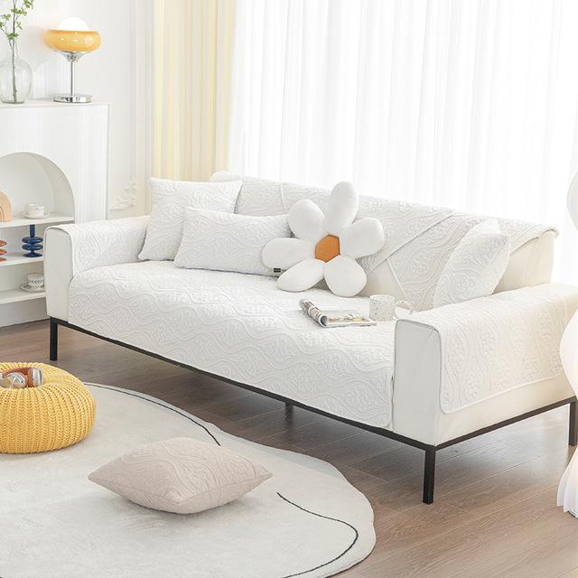 

Хлопковый чехол для дивана, нескользящий утолщающийся универсальный чехол для дивана на четыре сезона, чехол для дивана для гостиной, защита спинки, пыленепроницаемый полный чехол 45x45 Pillowcase1 белый