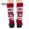 Holiday Gift for Her Christmas Knitted Leg Warmers Women, Soft Ribbed Boot Socks with Elastic Leggings Winter Snowflake And Deer Patterns, Thermal