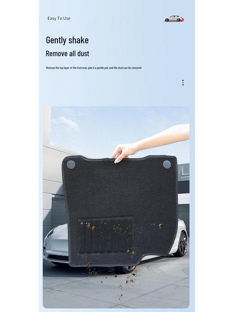 6-Seater Tesla Model Y TPE Metal Foot Mats, Full Coverage, Twill Design