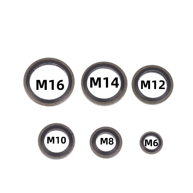 100Pcs Washer Seal Set M6 M8 M10 M12 M14 M16 Car Oil Pan Drain Gasket Kit Drainage Bolt Pad Rubber Oil Drain Plug Gasket