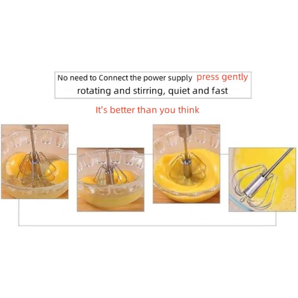 Stainless Steel Semi-Automatic Whisk,2024 New Multifunction Egg Beater,Beating,Whisking and Stirring,for Egg Whisk,Milk Frother,Cake,Batter and Other