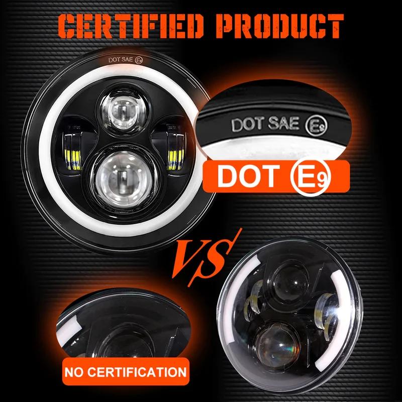 7 Inch Moto Car Led Headlight H4 Round Headlight with Amber Turn Signal For Jeep Wrangler JK TJ Headlamps 7" Headlight