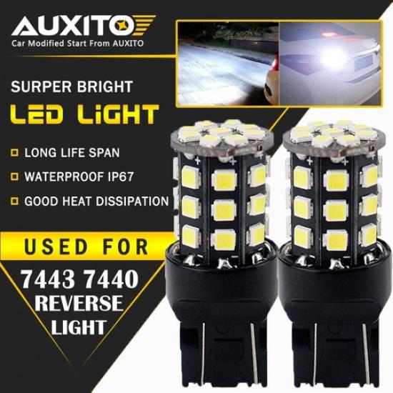 

2X 7443 7440 Brake Tail Turn Signal Back up Reverse Light bulb White