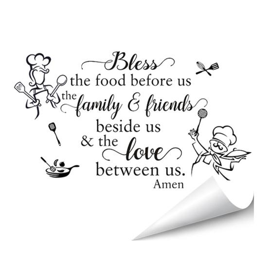 Kitchen Quotes Wall Sticker Removable PVC Wall Art Sign Peel And Stick Wall Decals for Dining Baking Room Bar Restaurant Home Decor