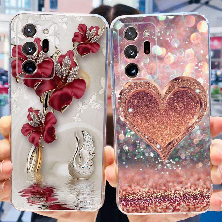 Case For Samsung Galaxy Note 20 Ultra 5G Note20 Cute Flower Cat Painted Soft Silicone TPU Cover For Samsung Note 20 20Ultra