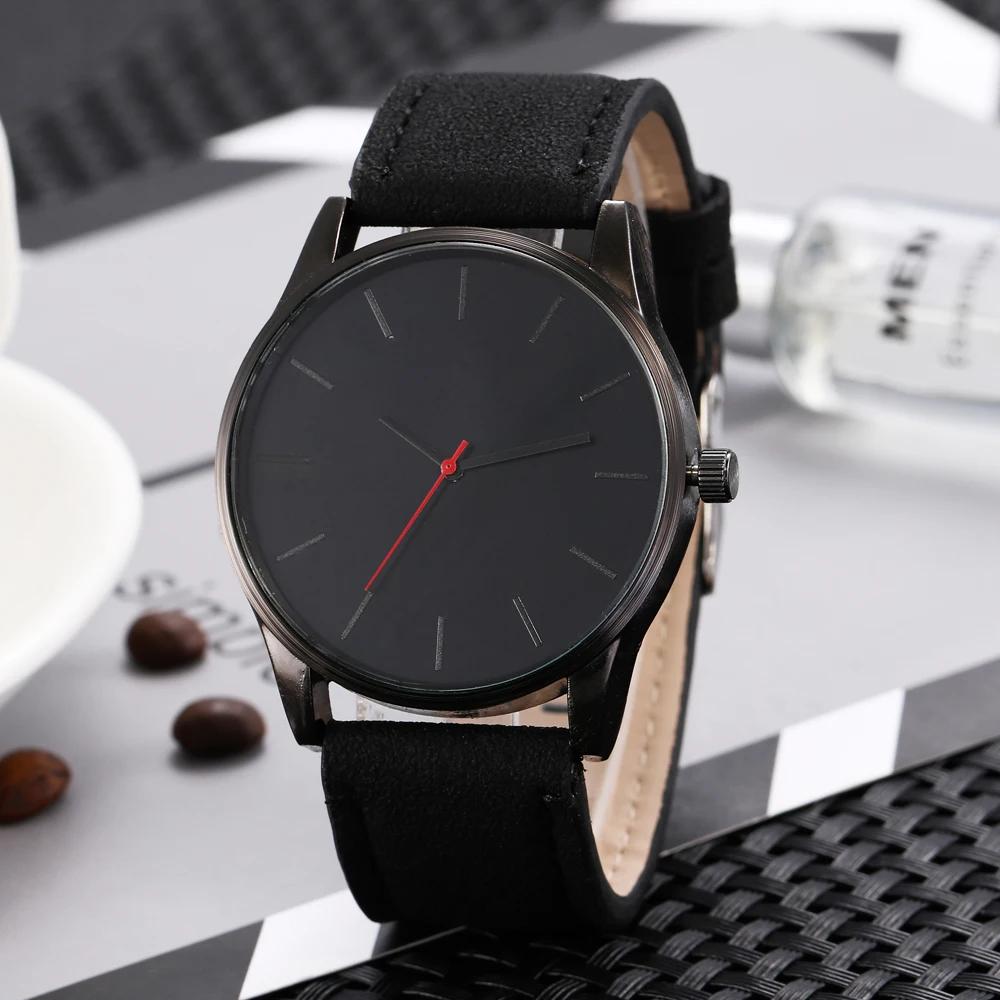 big dial men sports watch PU leather quartz men wrist watch