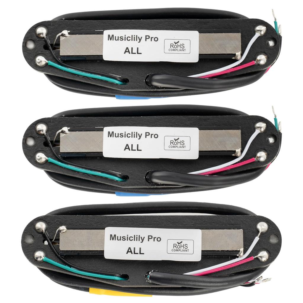 Musiclily Pro Alnico 5 Humbucker Super Distortion and Bridge Pickup Set for Strat Electric White Black Rails ST-DPHA Single-Size Neck, Middle, Guitar,