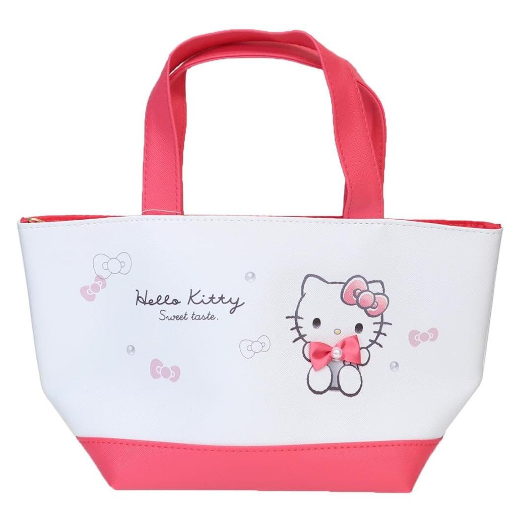 Hello Kitty Lunch Bag Insulated Pouch Monochrome Ribbon Sanrio