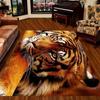 White Tiger Turquoise Rose Butterfly Print Large Area Rug Soft Flannel Non Slip Floor Carpet for Living Room Bedroom Modern Home
