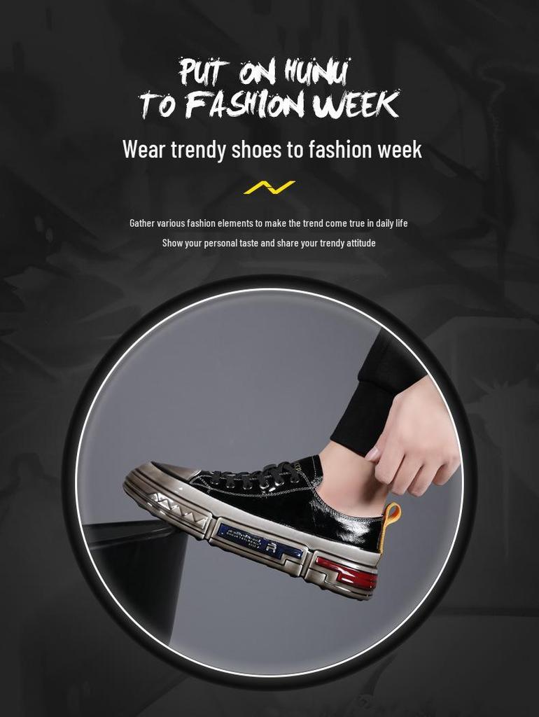 Men's Spring Trendy Casual Leather Skate Shoes - Breathable, Stylish, Internet-Favorite Sports Footwear