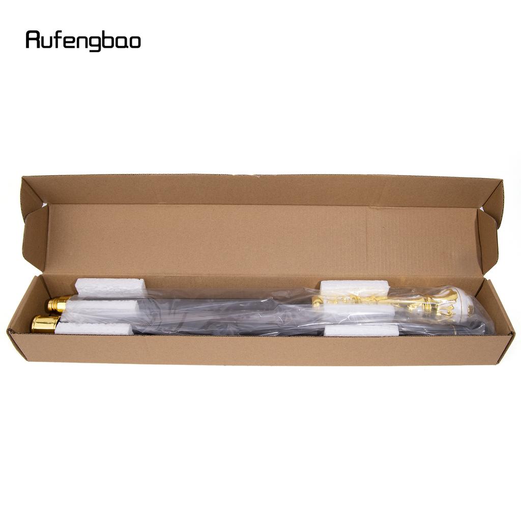 Goldener Weißer Luxus Runder Griff Mode Stock für Party Dekorative Gehhilfe Eleganter Krummstab Knauf Gehstock 93cm