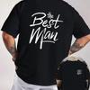 Bestman Handwritten Art Letter Pattern Motorcycle Double Sided Print T-Shirt Men Summer Short-sleeve O-Neck Casual Tops