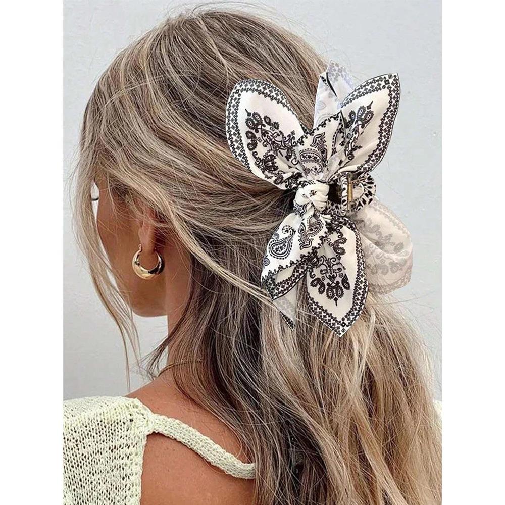 

Заколка-бант в стиле бохо с кешью и узором акулы, большие заколки для волос, головные уборы в стиле бохо для отдыха, женские аксессуары для волос