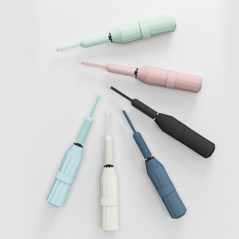 Nouveau parapluie automatique triple 10 baleines vinyle poignée tournesol Morandi ombrage