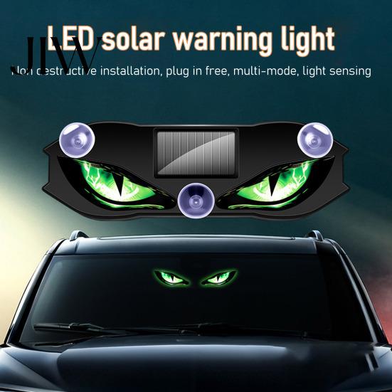 Auto Fenster leuchtende Zubehörteile Solare Teufelsaugen Licht für Windschutzscheibe, Warnzeichen mit drei intelligenten Modi, Atmosphärisches LED Digitalpanel,
