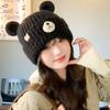 Autumn and Winter Bear Ear Ear Protection Hat Warm Bag Head Wool Hat Sweet and Cute Knitted Hat Student Versatile Hat Woman