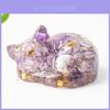 Small Resin Cat Figurine With Natural Crystal Chips For Home Office Desk Decor Gift Ideas