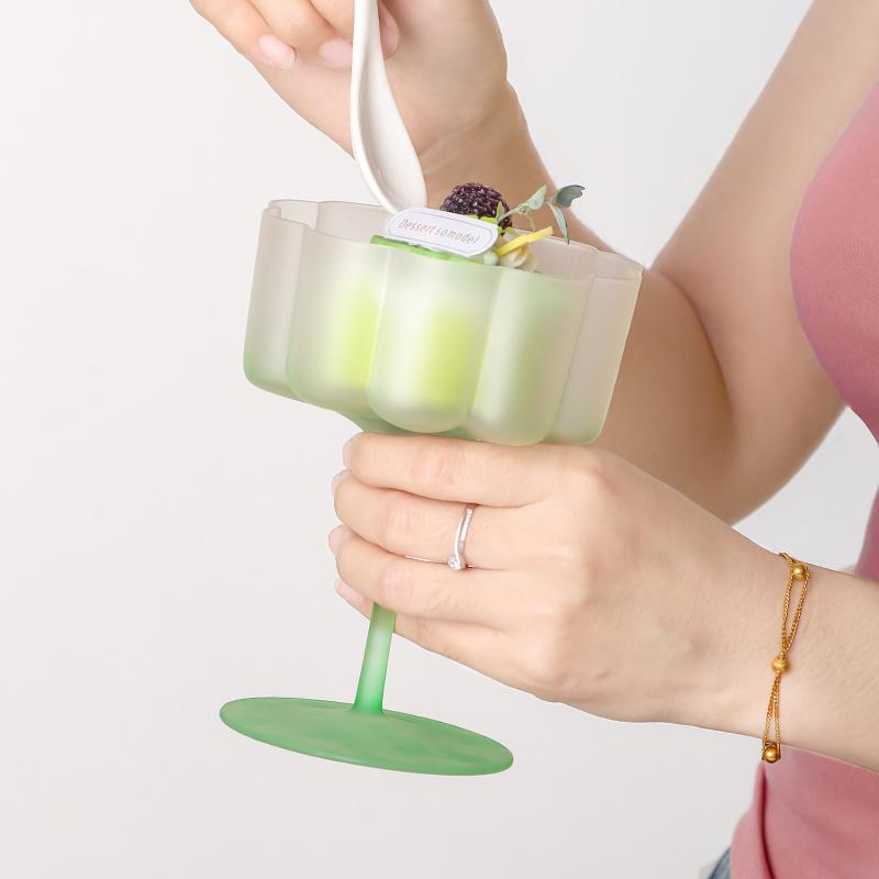 Colorful Frosted Glass Cocktail Mug Masked Candy Goblet Home Petal Lace Macaron Ice Cream Cup Holiday Party Barware
