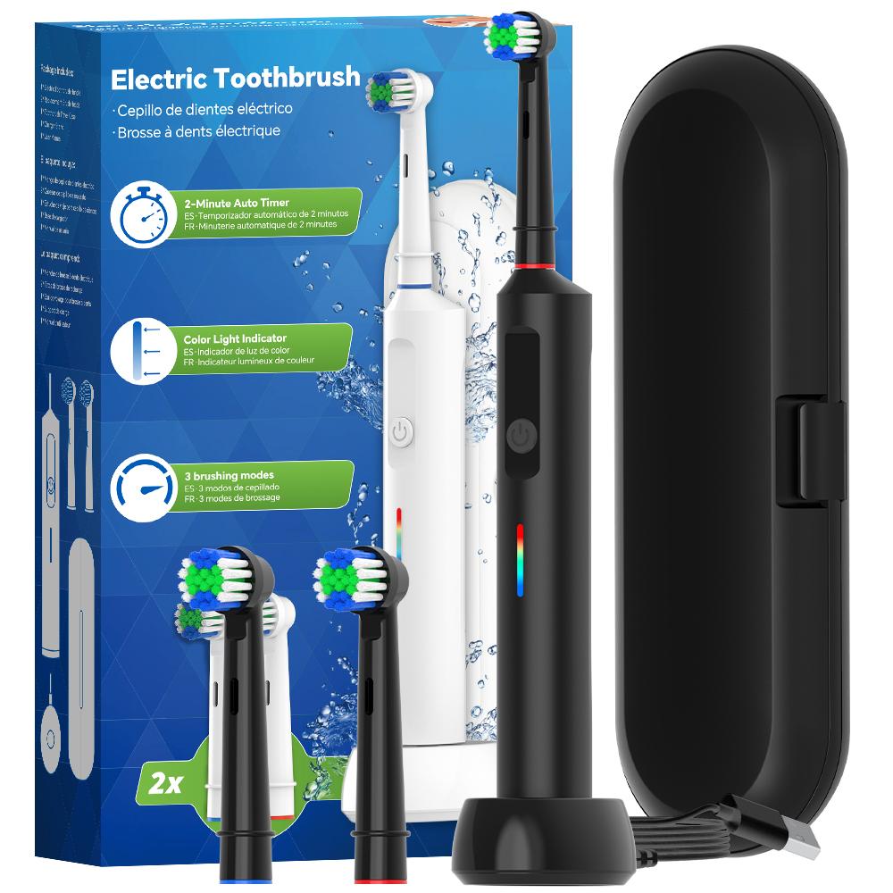 Smart Wireless Charging Rotating Electric Toothbrush, 3 Modes Rechargeable Rotary Toothbrush Compatible with Oral B Brush Heads