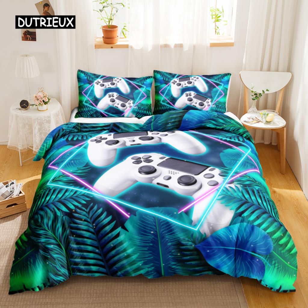 Games Duvet Cover Set Boys Kids Gamepad Bedding Set Video Game Controller Comforter Cover for Teen Girls Polyester Qulit Cover