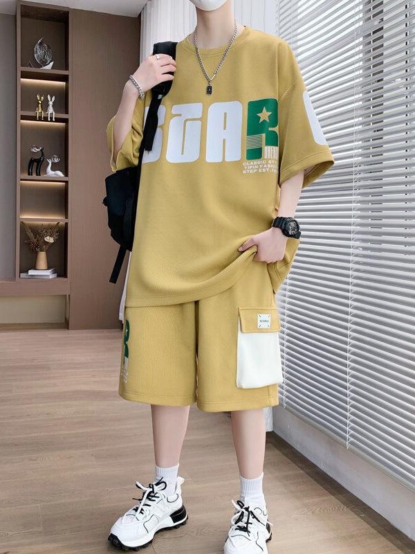 Summer Casual Boys' Loose-Fit Short-Sleeve and Shorts Set - Trendy Junior High Sportswear