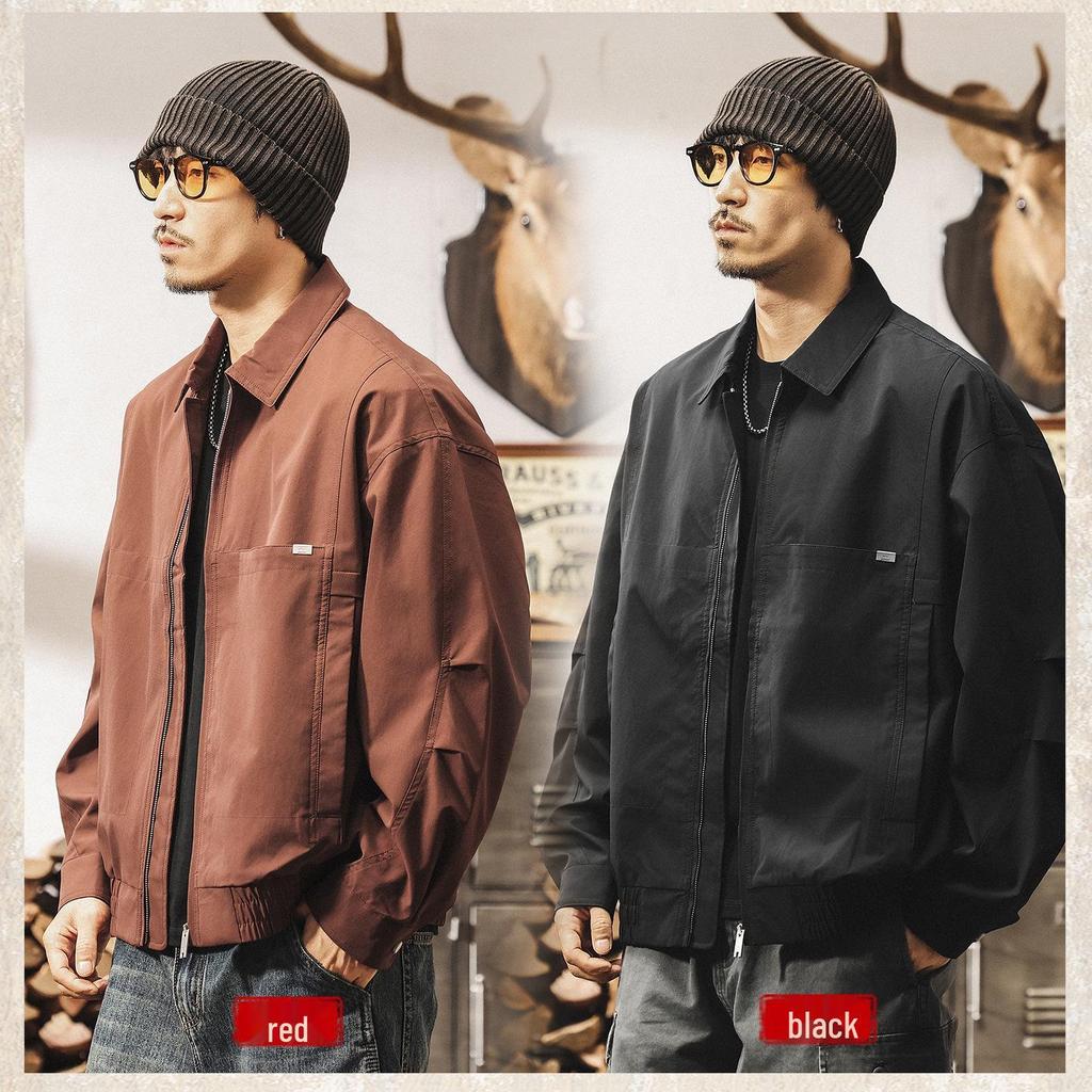 Men's American Retro Lapel Jacket - Spring/Autumn 2025 Loose Casual Pilot Style