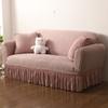 Thick Elastic Bubble Gauze Sofa Cover with Lace Full Wrap Slip Proof for Chaise Lounge Sectional Sofa