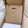 Leaf Five-Petaled Flower Light Luxury Temperament Gorgeous Full Diamond Necklace Female Versatile Collarbone Chain Titanium Steel Chain