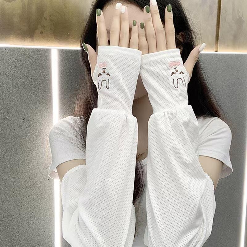 Summer Ice Silk Sun Protection Sleeves Outdoor Driving UV Protection Rabbit Ice Sleeves Women's Loose Arm Protection Sleeves