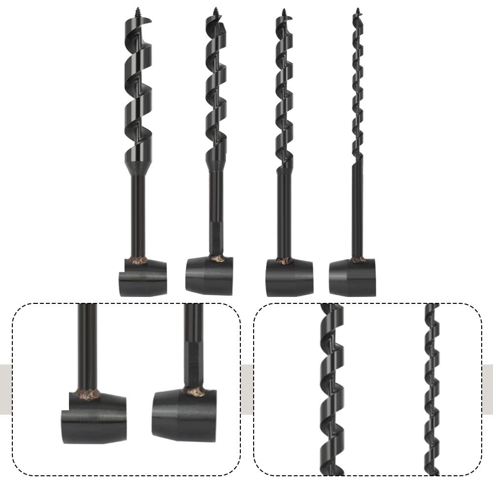 Four Blade Auger Bit Cutter 161*11mm Woodworking Auger Bit Black Protective Layer Comfortable Operation Cutting Diameter 11-11mm