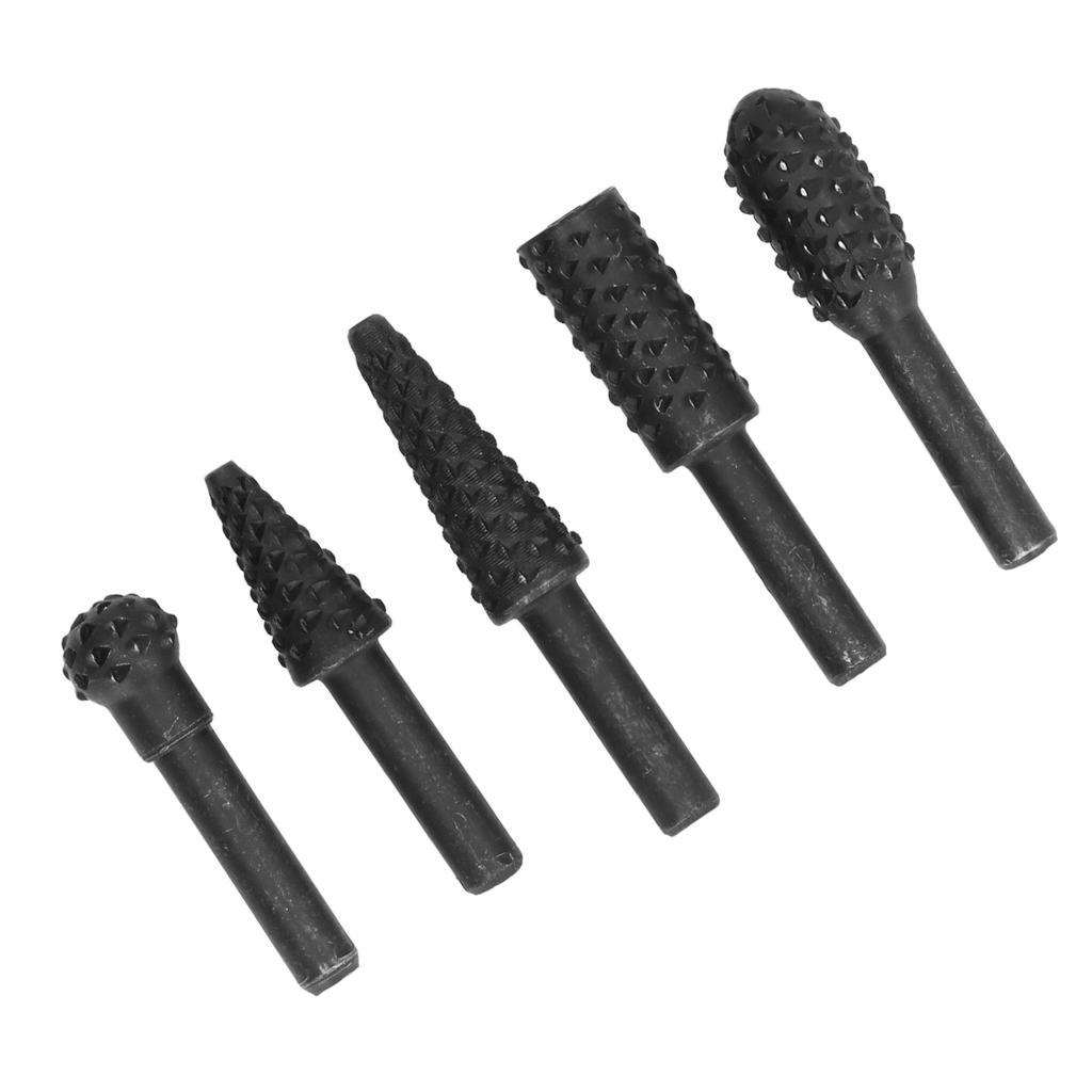 5 יחידות ראשים לליטוש רוטרי HSS לעיבוד עץ, חריטה, קידוח, כלי חיתוך DIY עם ידית 1/4 אינץ'