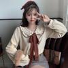 Cotton Corduroy Shirt With 3d Pattern And Doll Collar For Vintage Style Womens Fashion